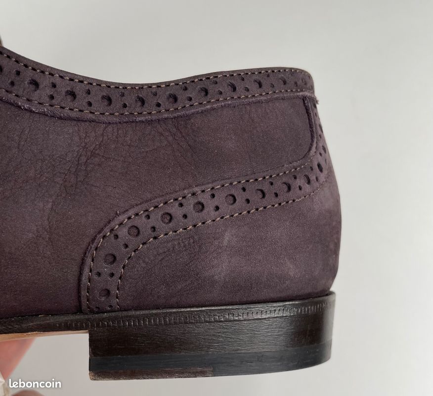Derbies souples type Richelieu de la marque Lanvin en veau foulonné de couleur violette/aubergine taille 41 (image 6)