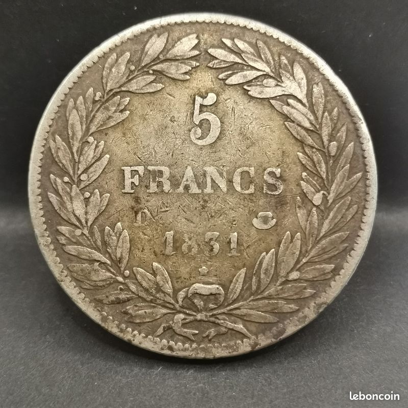 Pièce Française Ancienne 1831 – Laiton Plaqué Argent 925 – Collection – Porte-bonheur