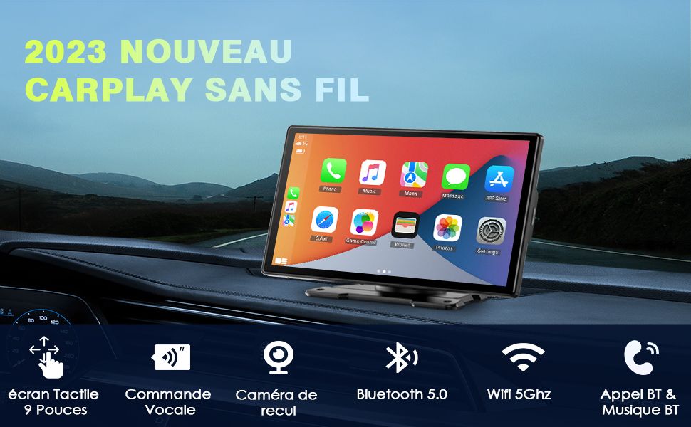 ➡️ Neuf ⬅️ Ecran Carplay & Android Auto pour voiture, écran 9, caméra de  recul, FM, assistant vocal - Équipement auto