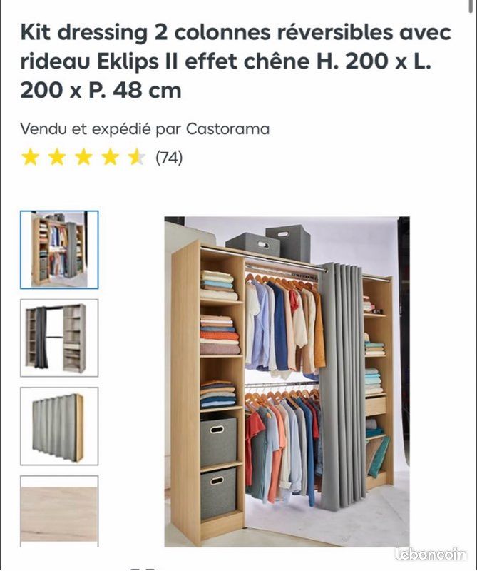Dressing 2 colonnes réversibles avec rideau (image 3)