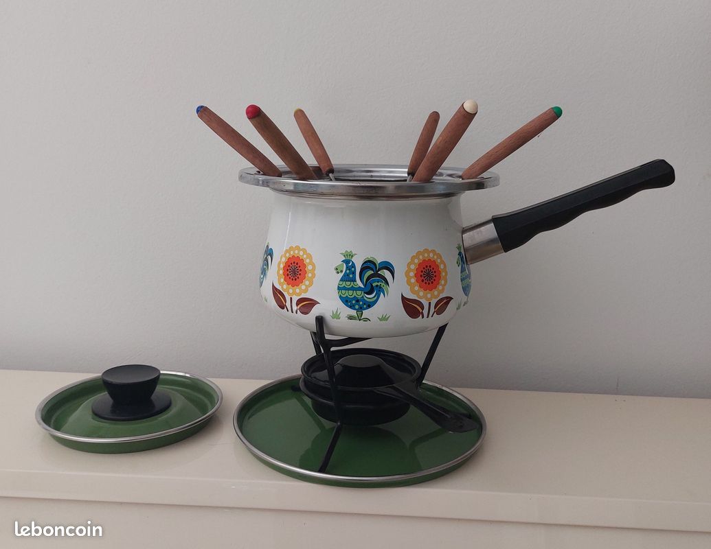 Petite poêle à fondue ou casserole émaillée blanc, Dansk Kobenstyle. - Lamp and co