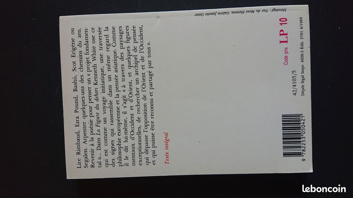 Kenneth White / La figure du dehors / Livre de Poche biblio essais (image 2)