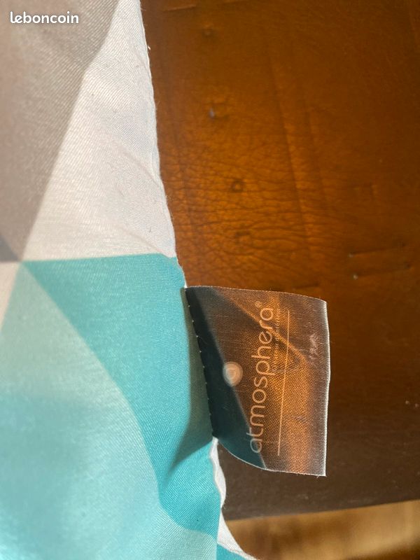 Coussin turquoise et gris carré (image 2)