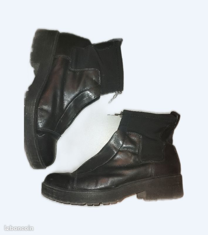 bottines noires bottines zip devant