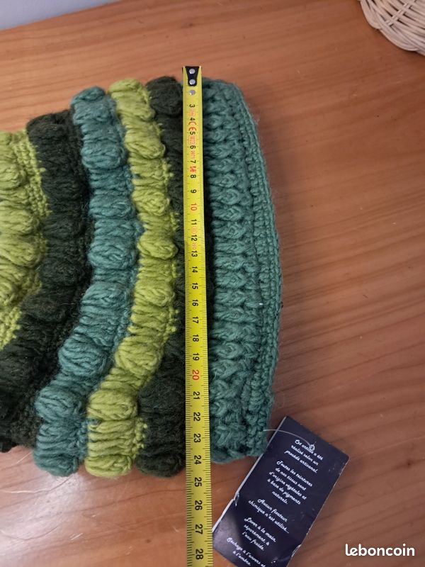 Bonnet femme hiver 100% laine fait main tu (image 6)