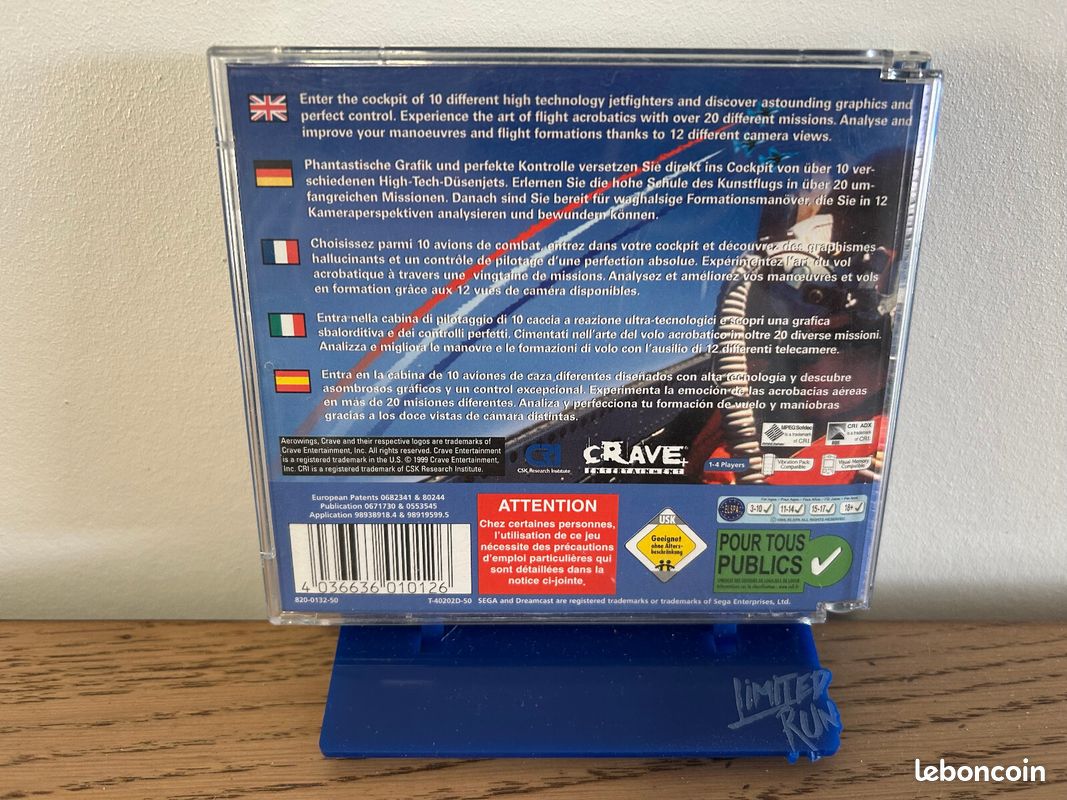 Jeu Sega Dreamcast Aerowings - Version PAL Complète Avec Boîte Et Notice - Bon état - Jeu De Simulation Aérienne