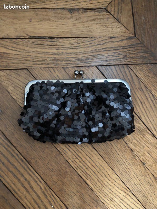 Pochette Clutch Accessorize, Paillettes Noires Et Blanches, Femme, Neuf Sans étiquette