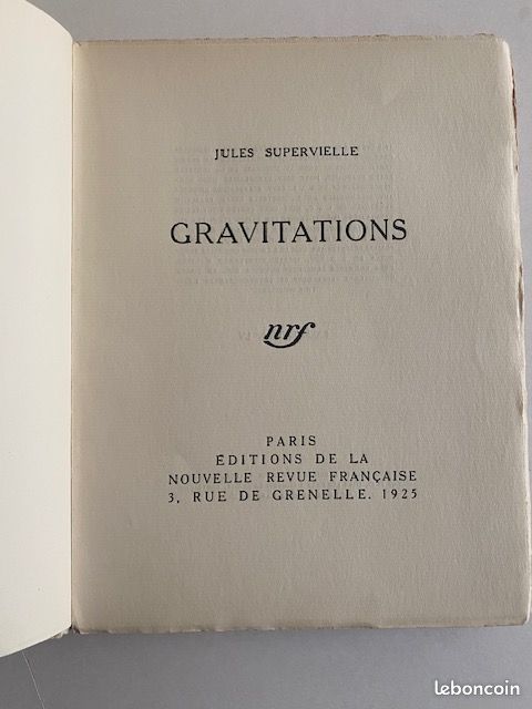 Jules SUPERVIELLE "Gravitations", année 1925 (image 3)