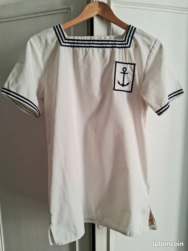 Véritable vareuse vintage Marine nationale française HCC Toulon blanche T 88/92 (image 1)