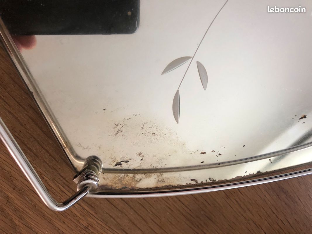 Plateau de service art deco miroir gravé