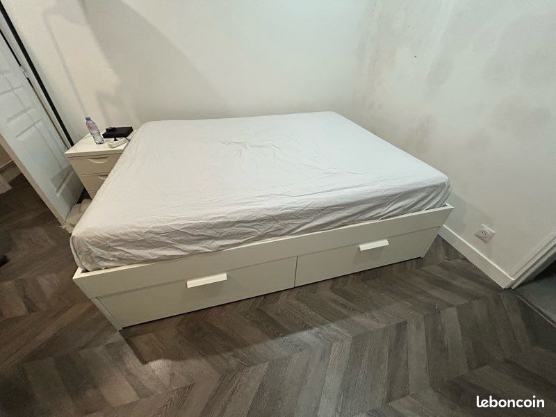 Lit tiroirs 160x200 + sommier (image 1)