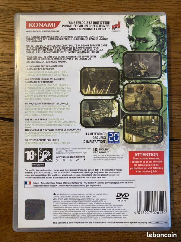 Metal Gear Solid 3 Snake Eater – Version Japonaise – PS2 – Complet Et Bon état