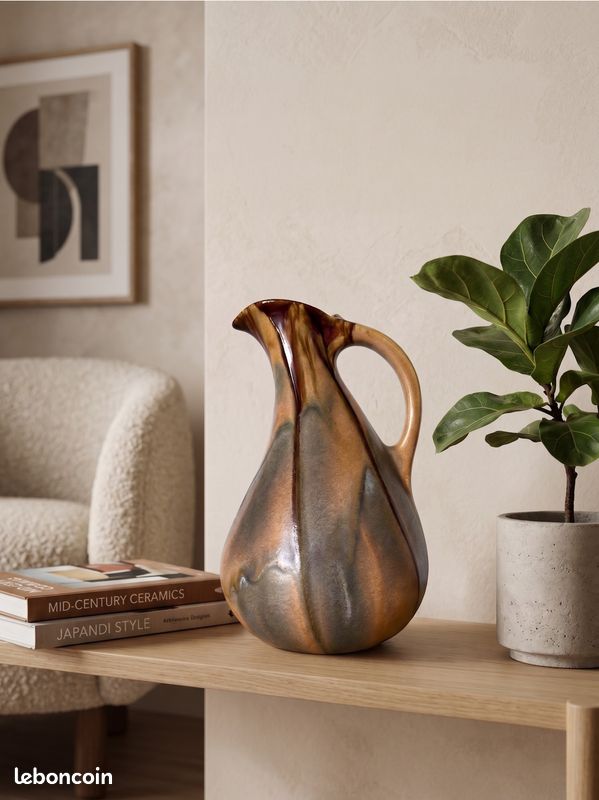 Vase pichet moderniste en céramique émaillée – Faïencerie de Thulin Belgique – modèle 199 – années 30/50 (image 2)