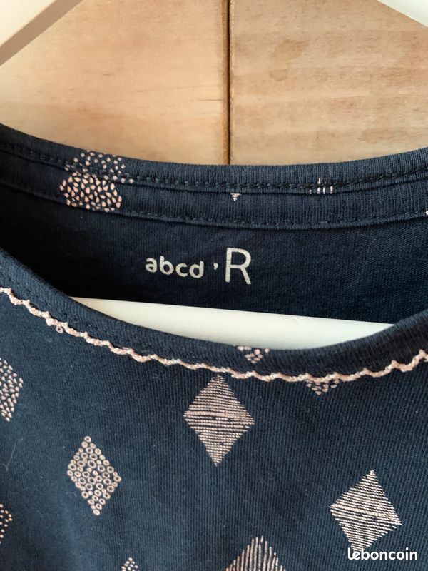 Tee-shirt forme trapèze bleu marine à motifs losanges - Taille 10 ans - abcd'R - TBE (image 3)