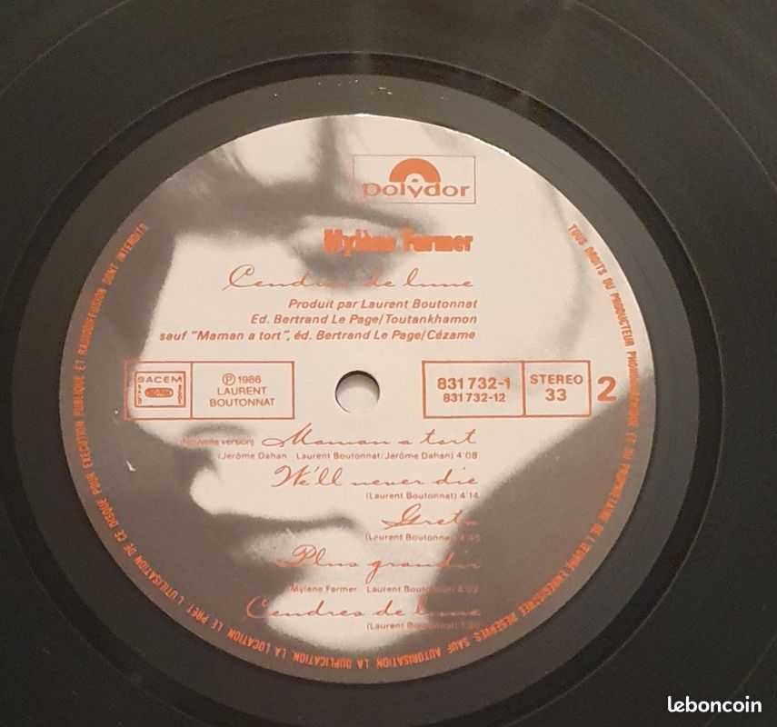 Mylène Farmer – Cendres De Lune - Vinyle, LP, Album, Réédition France 1987 (image 8)