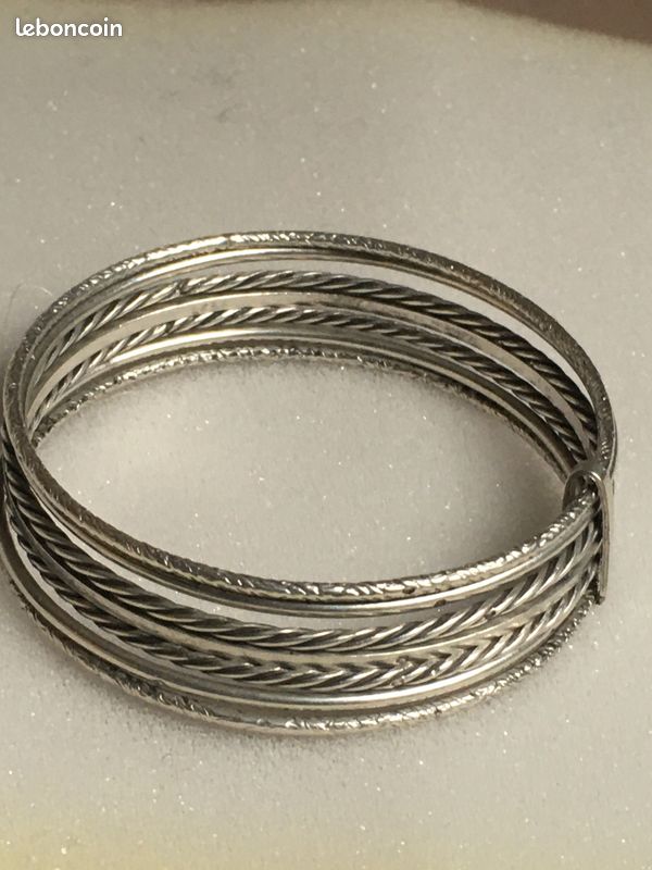 Bracelet Semainier Jonc En Argent Massif – Diamètre 6,2 Cm – Occasion