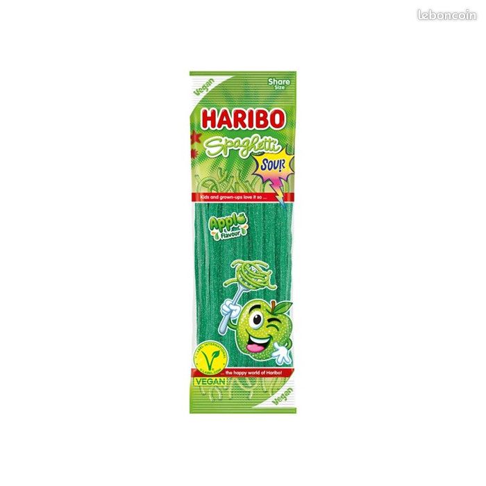 Bonbons Haribo spaghetti pomme sour sachet de 200g NEUF (image 1)