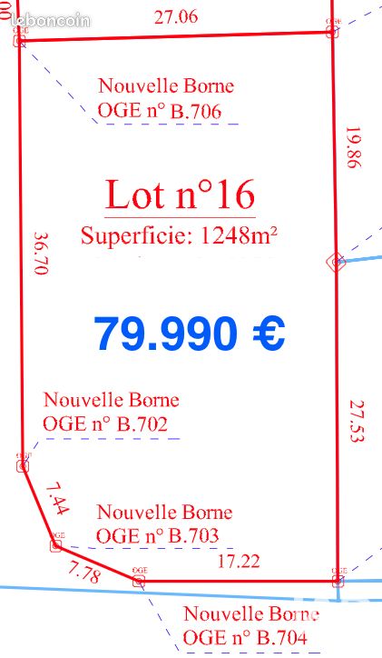 Terrain 1248 m² · à Feytiat · 1 248 m² · 79 990 €