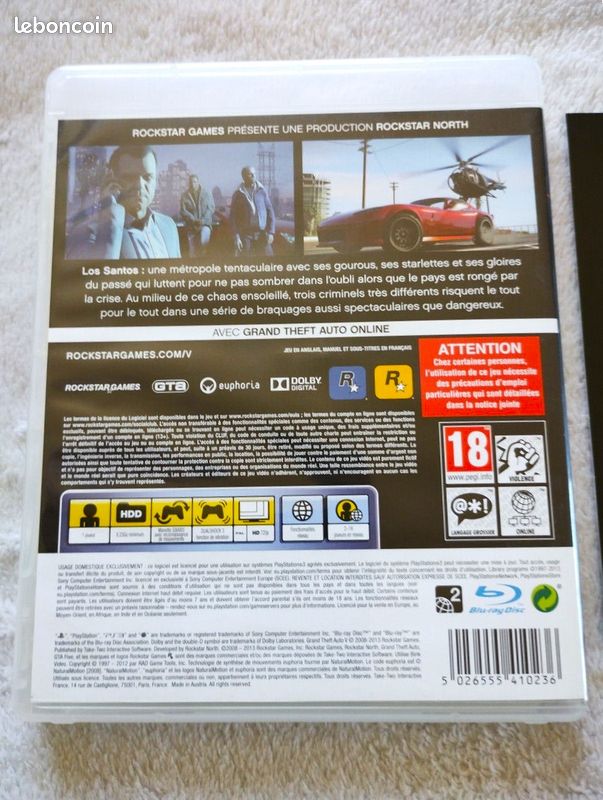 Grand Theft Auto Gta 5 jeu Ps3 complet (Boîte + Map + Code Dirigeable Atomic) - Jeux vidéo