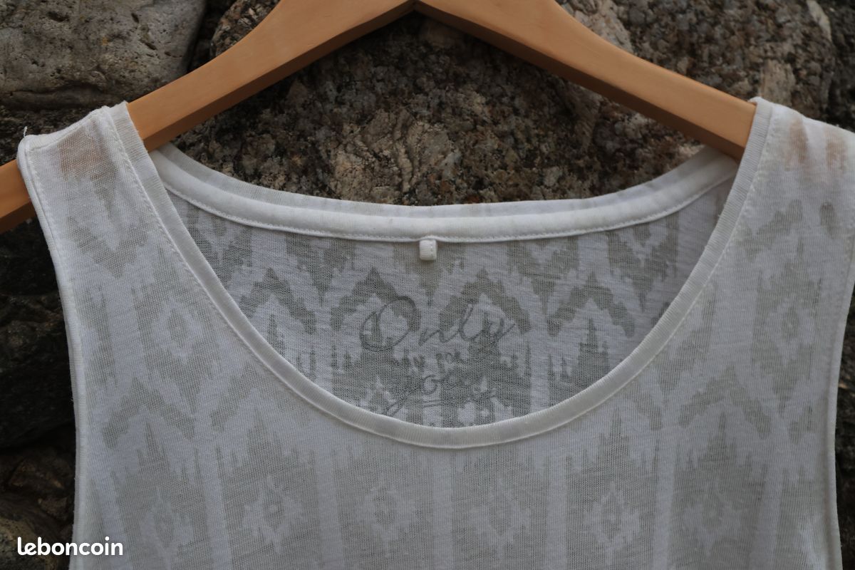Débardeur blanc motifs transparents - Only you - Taille S (image 3)