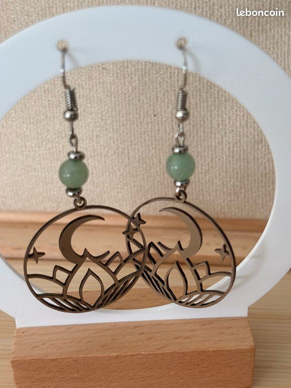 Boucles d’oreilles ésotériques aventurine verte (image 5)