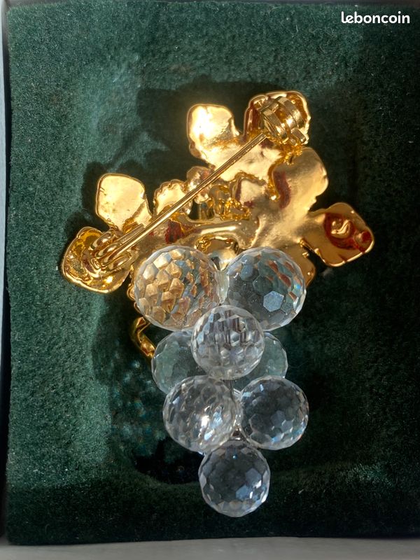 Belle broche ancienne or 18 K grappe de raisin perles fine | Ancien
