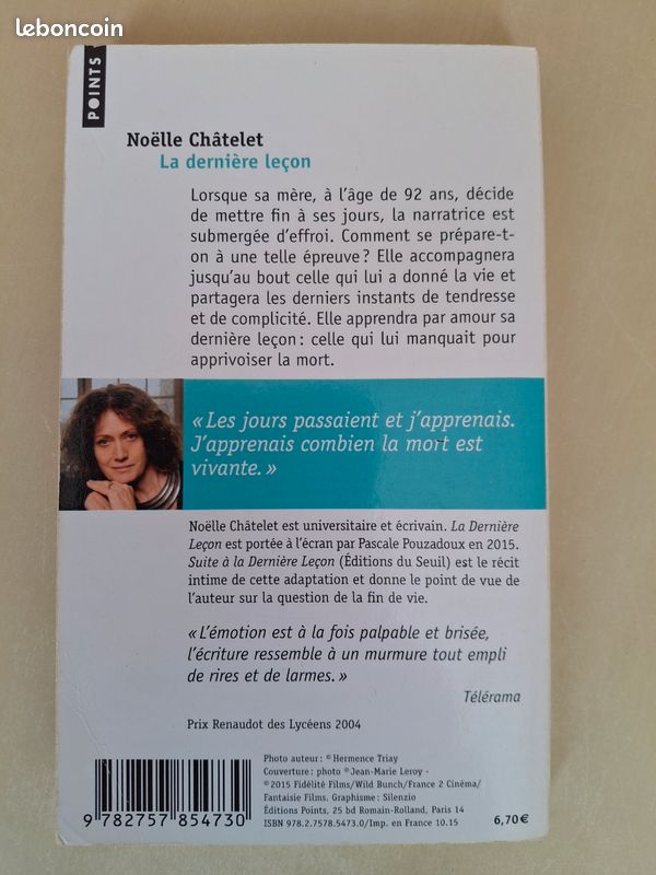 Livre la dernière leçon de Noëlle Chatelet (image 2)