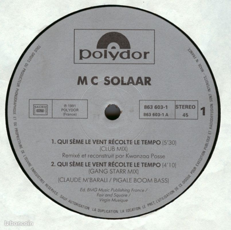 Vinyl mc solaar pressage 1991 (image 1)