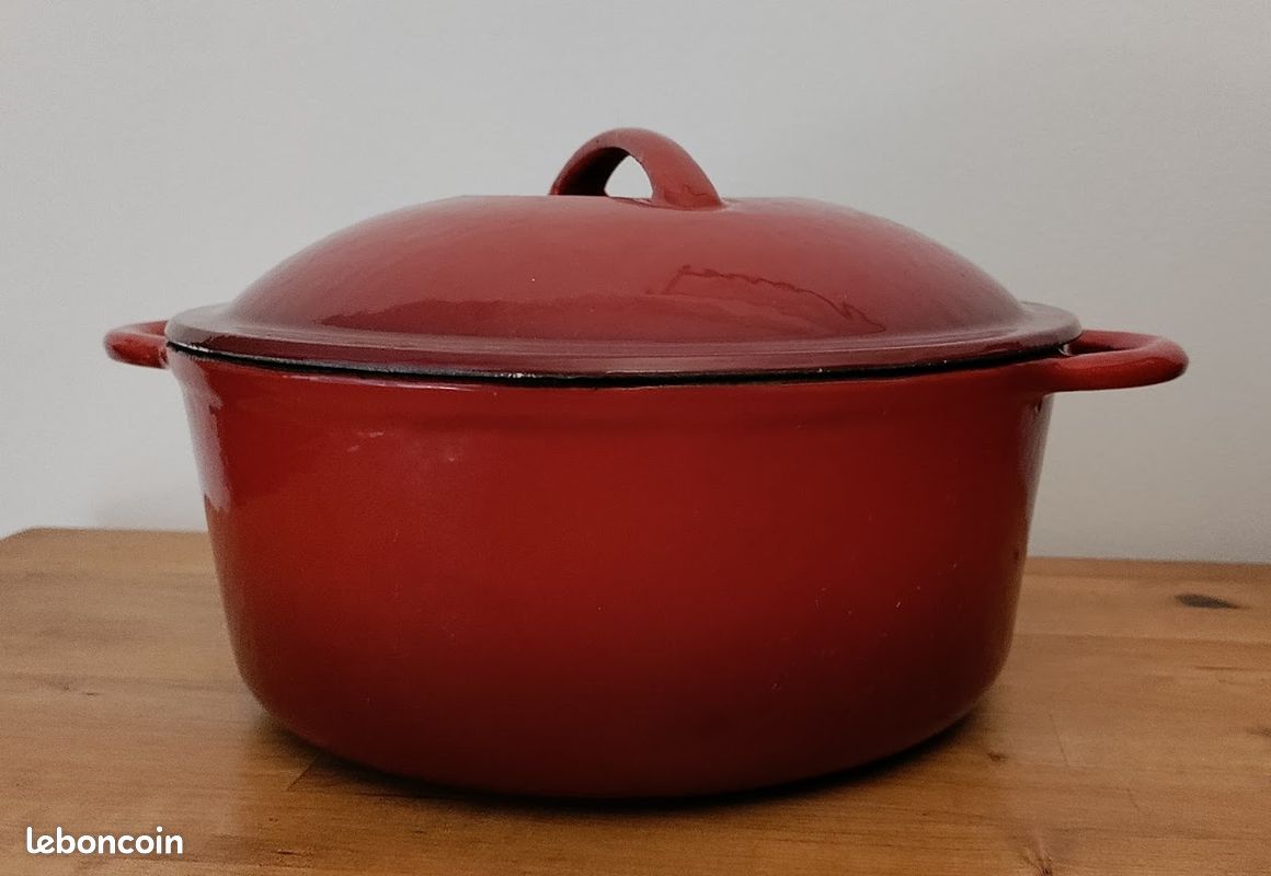 Cocotte ovale en fonte émaillée Ronde 24CM- 4.7L fonte émaillée Mijoteuse [22] - Maison
