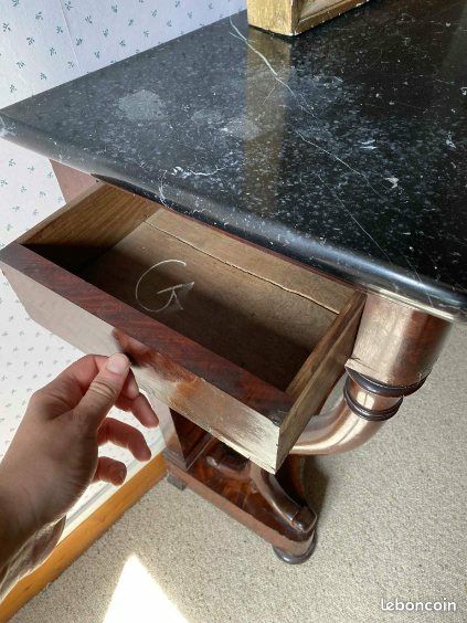 Console bois plateau marbre mais fendu dans la largeur (image 3)