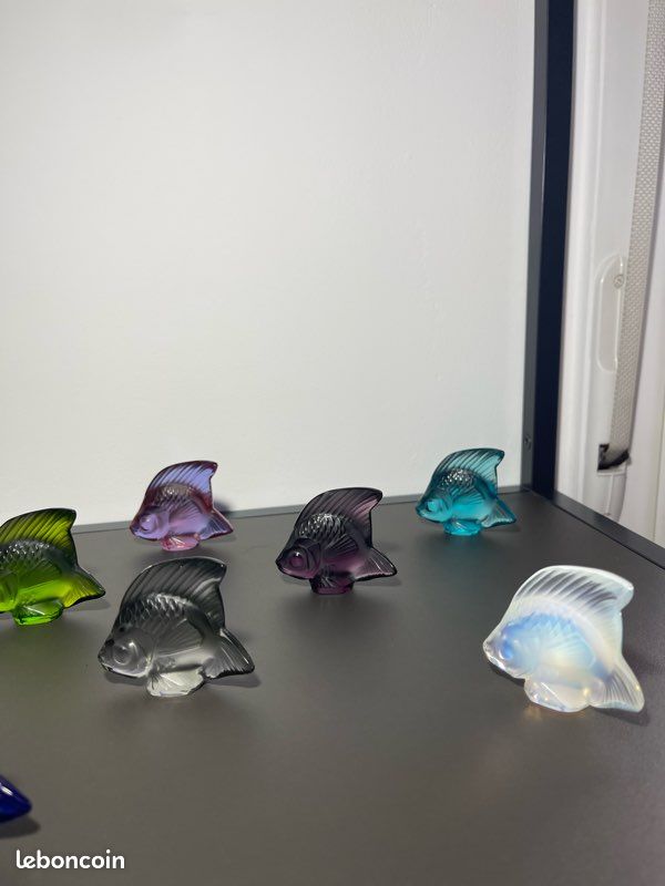 Lot de 12 poissons en cristal Lalique – Collection multicolore – Signés (image 3)
