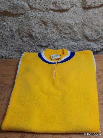 RARE VTG 80s Tricots Du Rocher Rainbow Stripe Cycling