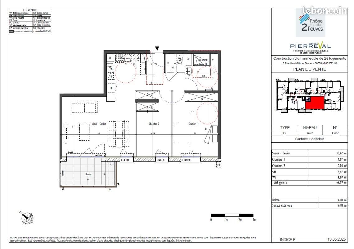 Appartement 3 pièces 68 m² · à Amplepuis · 68 m² · 483 €/mois