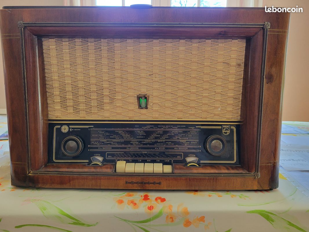 Récepteur Stéréo Vintage Philips – Console à Tube, Simple Extrémité, En état De Marche