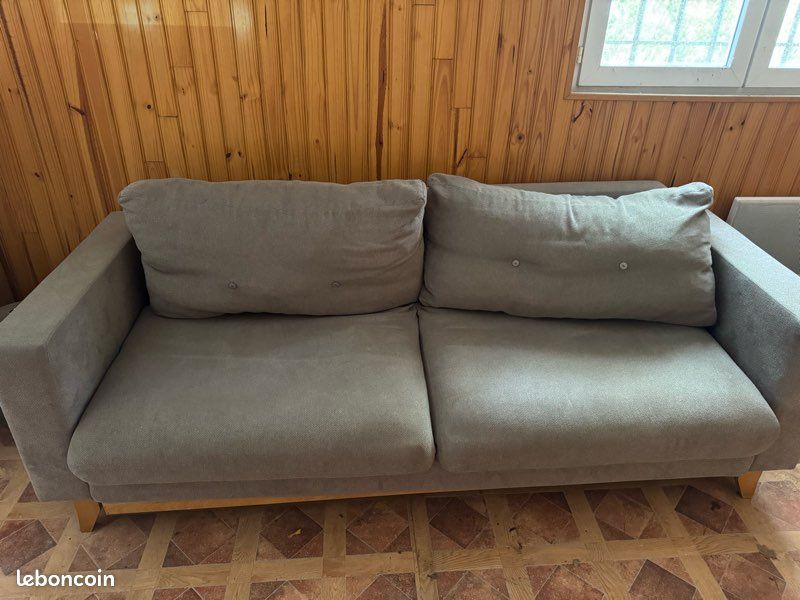 Canapé convertible tissus gris 210*90 (image 1)