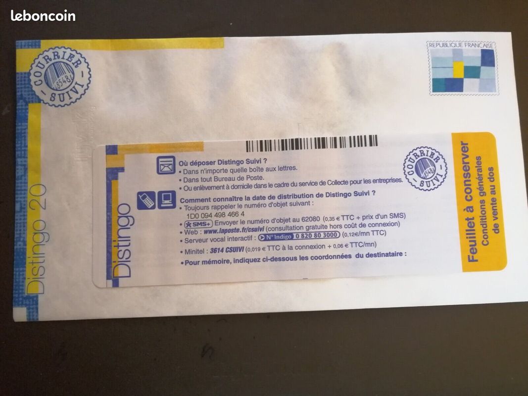 RARE Enveloppe PAP Prêt-à-poster DISTINGO SUIVI 20g NEUF++ (image 1)