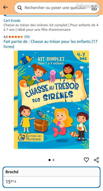 Kit de chasse au trésor thème Sirène pour enfants (image 1)