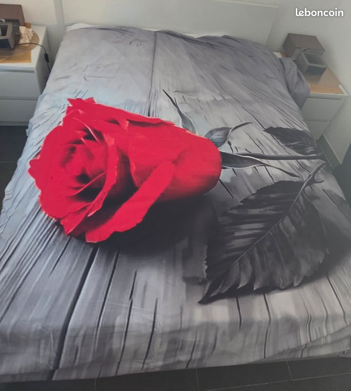 Parure de lit rose rouge (image 1)