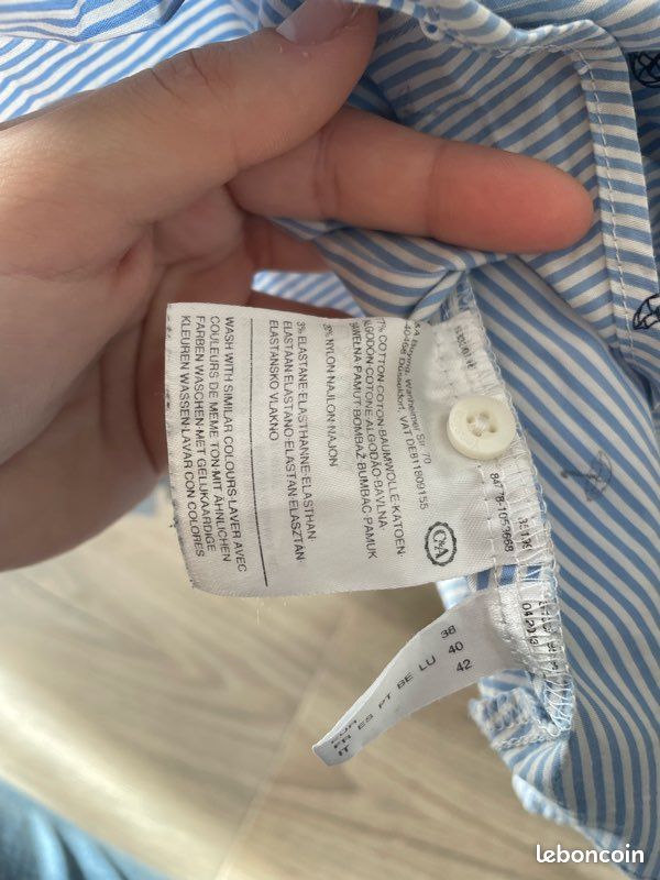 Chemise Femme Yessica C&A Rayée Bleu Et Blanc - Taille 44, 100% Coton, Manches Longues