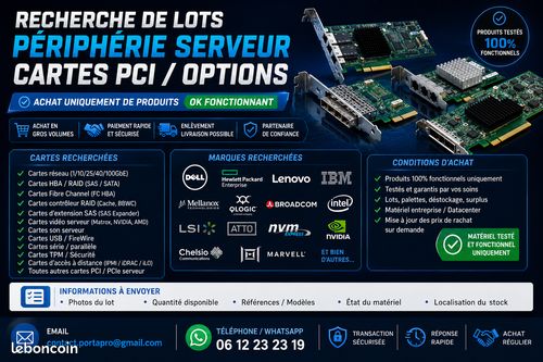 Recherche gros lot cartes pci serveur hba raid option datacenter ok testées (image 1)