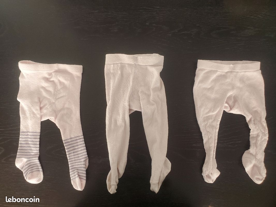 Lot de 3 collants en laine rose pâle (image 1)