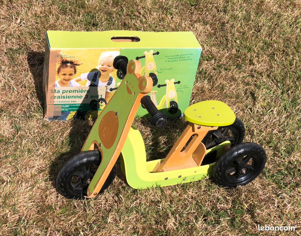 Draisienne évolutive Babiem James En Bois - Transformable Tricycle 2-en-1, De 1 à 4 Ans
