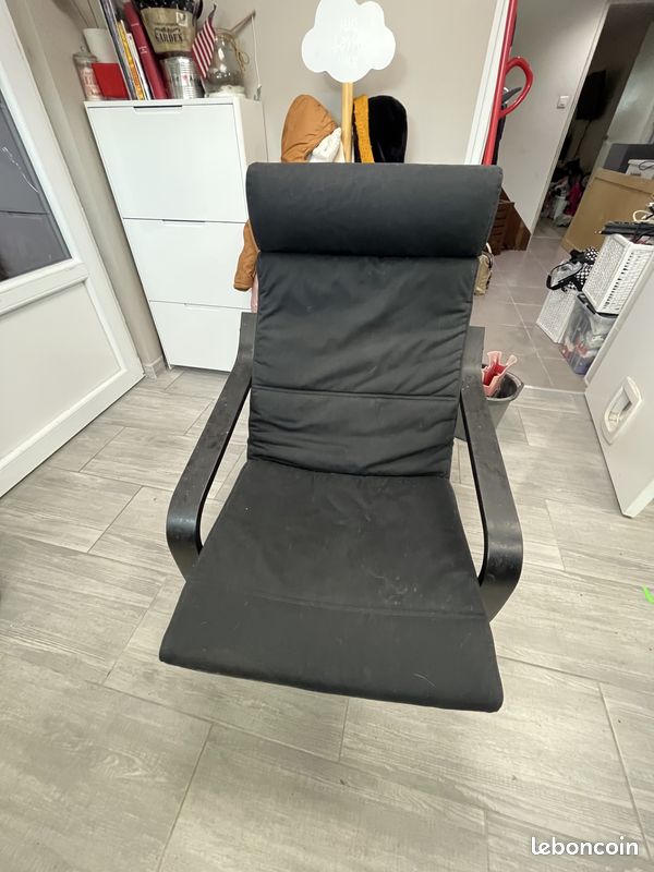 Lot De 3 Fauteuils IKEA Poang Noir - Tissu - Occasion Très Peu Servi