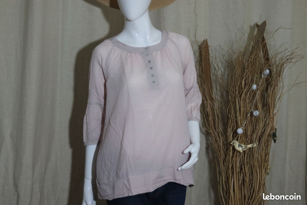 Blouse bouffante rose gris (image 5)