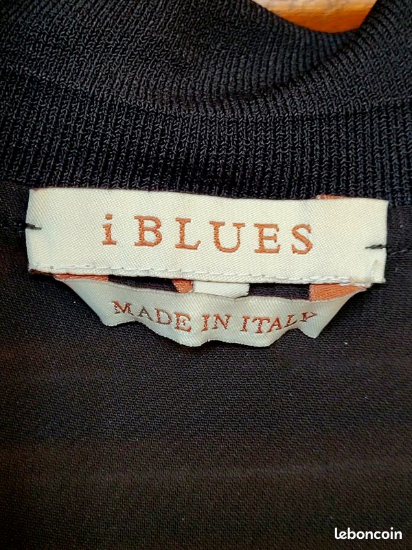 Chemisier vintage en crêpe noire T 42 italien - iBlues (image 4)