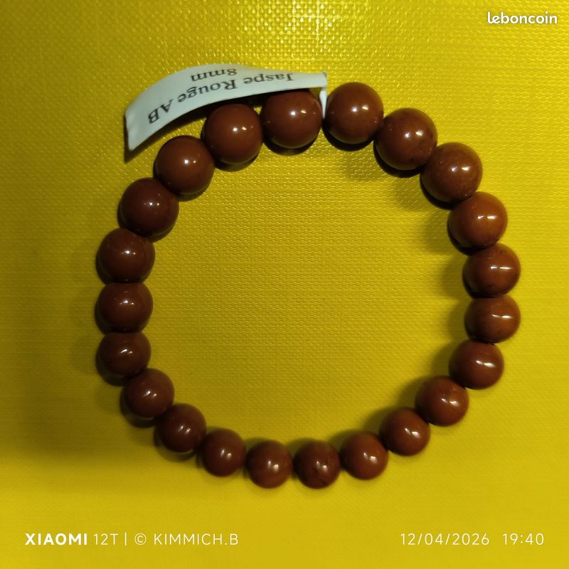 Bracelet jaspe rouge 8 mm . AB (image 1)