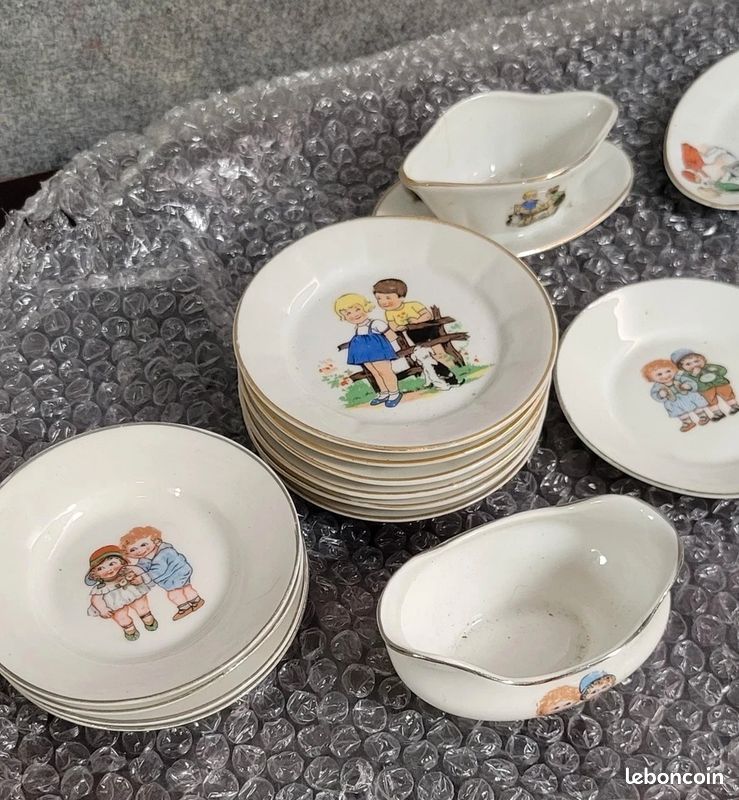 DINETTE CASSEROLE ANCIEN porcelaine enfants animaux style Germaine Bouret Apilco EUR 15,00 - FR
