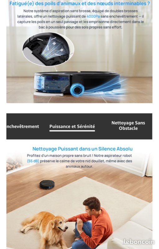 Cleanova W7-4000pa Aspirateur Robot Laveur-120min Autonomie-alexa/app/ifttt-ultra Silencieux 55db - Toute l'offre aspirateur