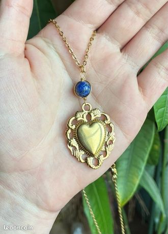Pendentif Cœur Percé En Lapis Lazuli – Pierre Précieuse Naturelle D’Afghanistan