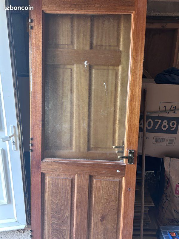 Lot de 4 portes exotique en bois massif dont une vitré (image 5)
